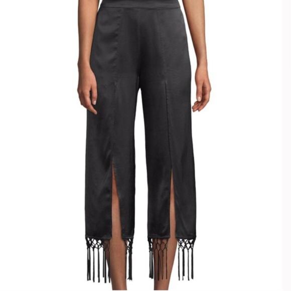 Cami NYC  NWTs Max Fringe 100% Silk Black Split Pants size large - Picture 2 of 8